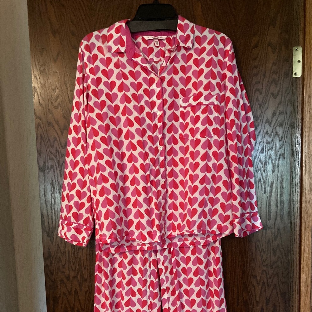 Victoria’s Secret Heart Pajama Set PJs Valentines Top & Pants VS size S / P